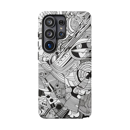B&W Abstract Doodle Tough Phone Case – Samsung Galaxy S26 Ultra, Matte