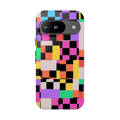 Mashed Up Checkerboard Tough Phone Case – Google Pixel 9, Glossy