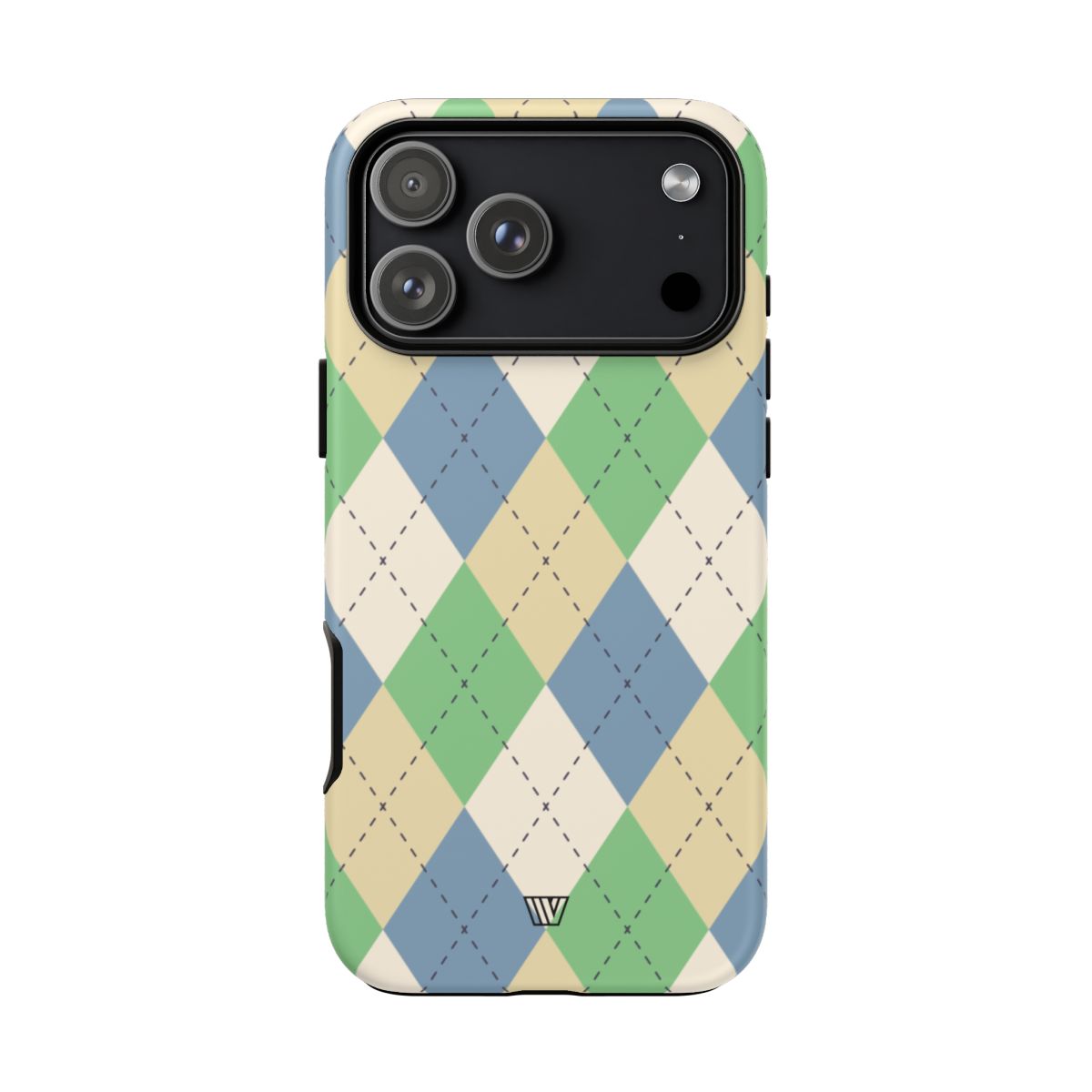 Green Blue Beige Argyle Tough Phone Case – iPhone 18 Pro Max, Matte