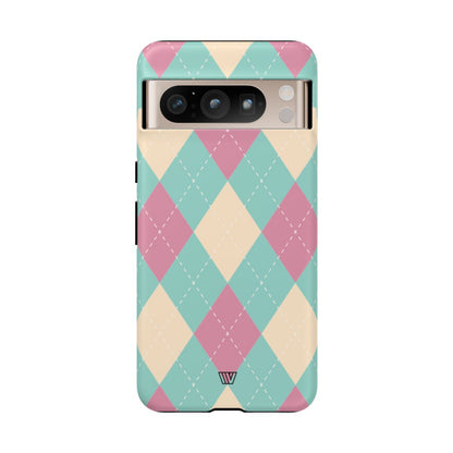 Blue Pink Beige Argyle Tough Phone Case – Google Pixel 8 Pro, Matte