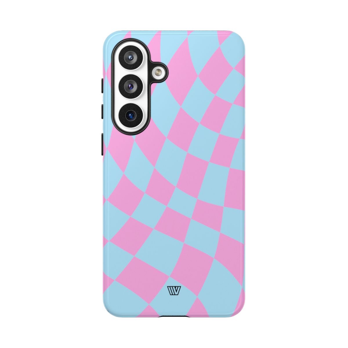 Blue Pink Curvy Checkerboard Tough Phone Case – Samsung Galaxy S26 Plus, Glossy