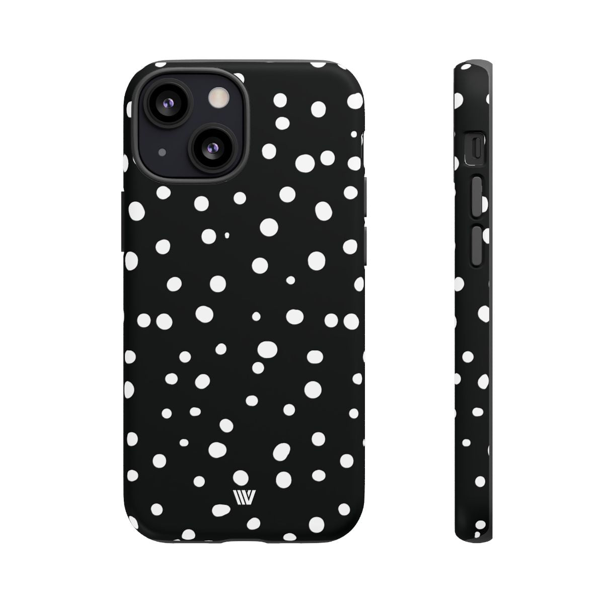 Black and White Dots Tough Phone Case – iPhone 13 Mini, Matte