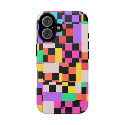 Mashed Up Checkerboard Tough Phone Case – iPhone 16, Matte