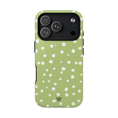 Pale Olive Dots MagSafe Tough iPhone Case – iPhone 18 Pro, Glossy