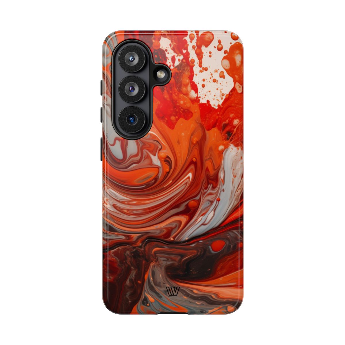 White Fire Paint Swirl Tough Phone Case – Samsung Galaxy S26, Glossy