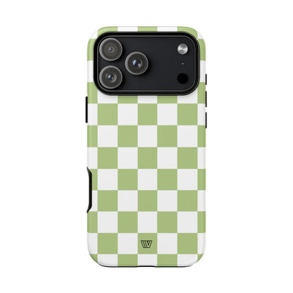 PALE OLIVE WHITE CHECKERBOARD | Tough Phone Case