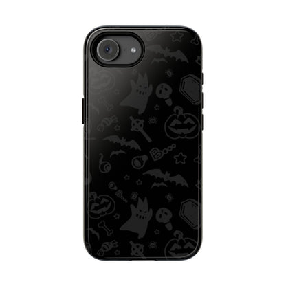 Spooky Halloween Pattern Black Tough Case – iPhone 17e, Glossy
