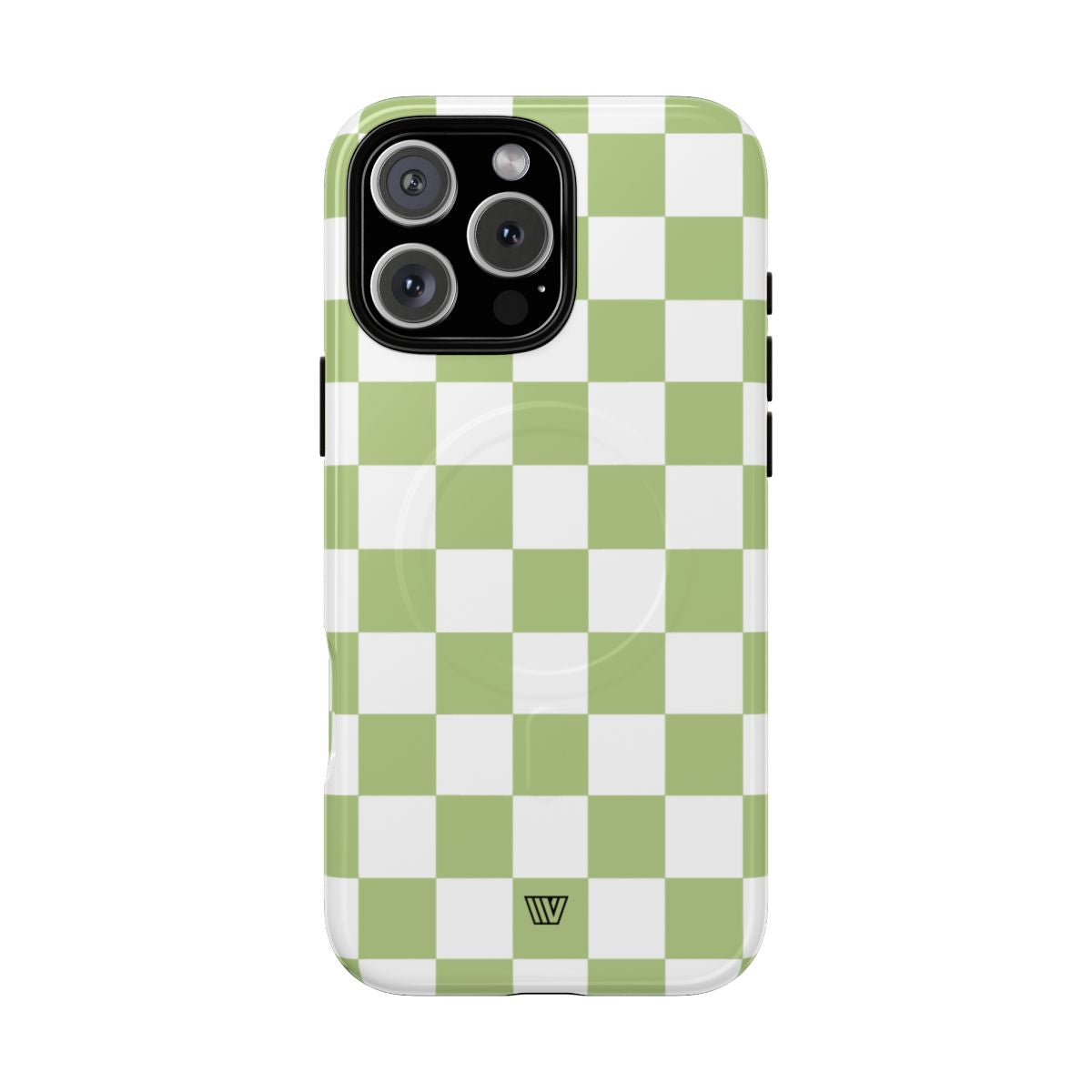 PALE OLIVE WHITE CHECKERBOARD | MagSafe Tough iPhone Case