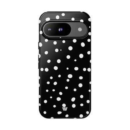 Black and White Dots Tough Phone Case – Google Pixel 9, Glossy