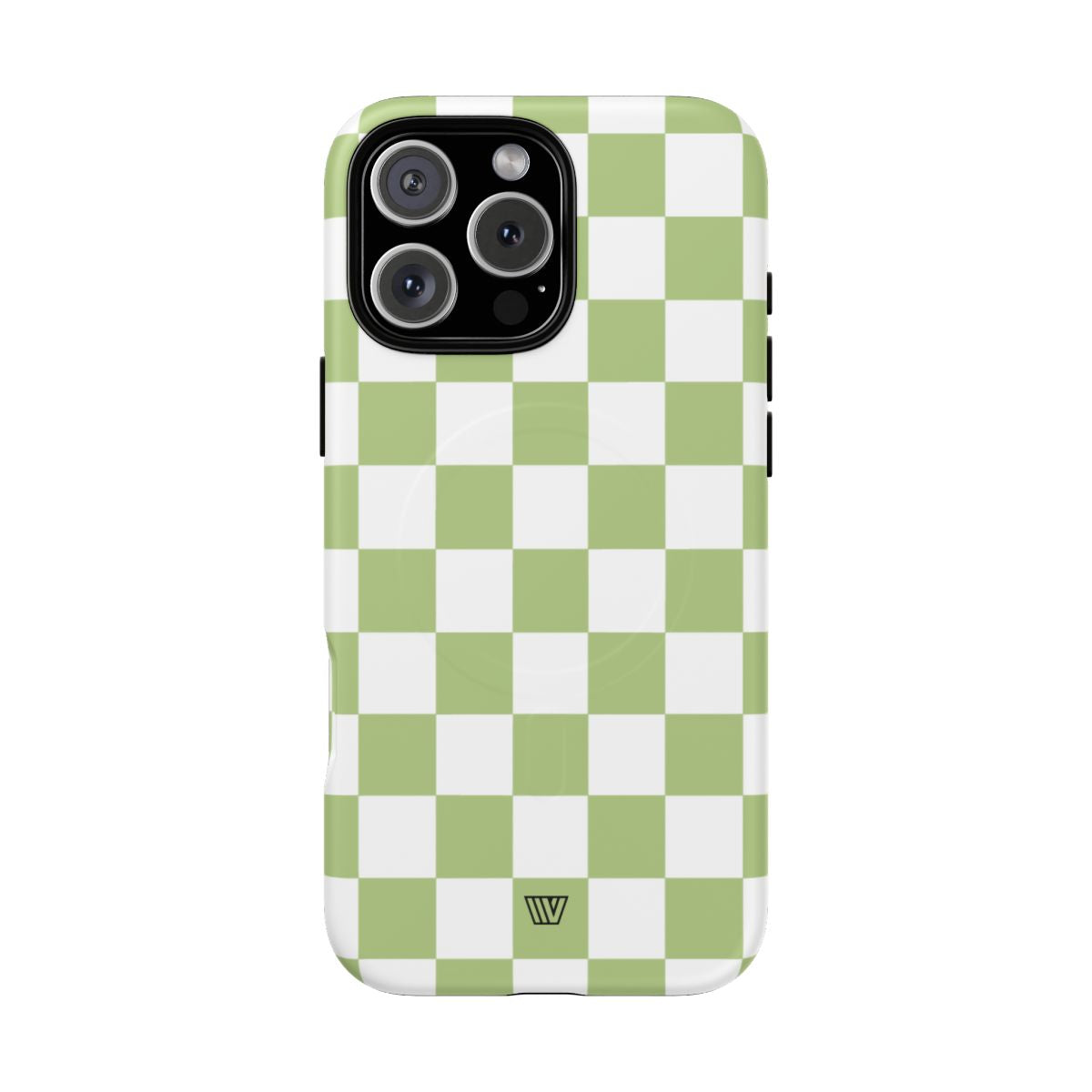 PALE OLIVE WHITE CHECKERBOARD | MagSafe Tough iPhone Case