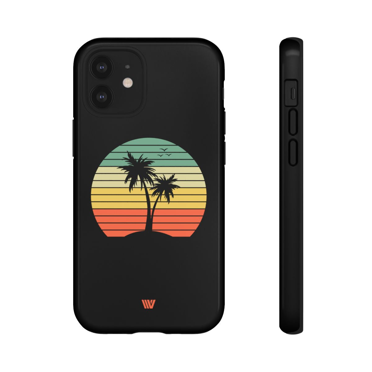 Retro Palms Tough Phone Case – iPhone 12 Mini, Glossy
