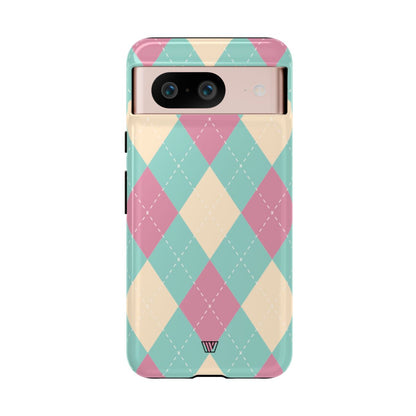 Blue Pink Beige Argyle Tough Phone Case – Google Pixel 8, Glossy