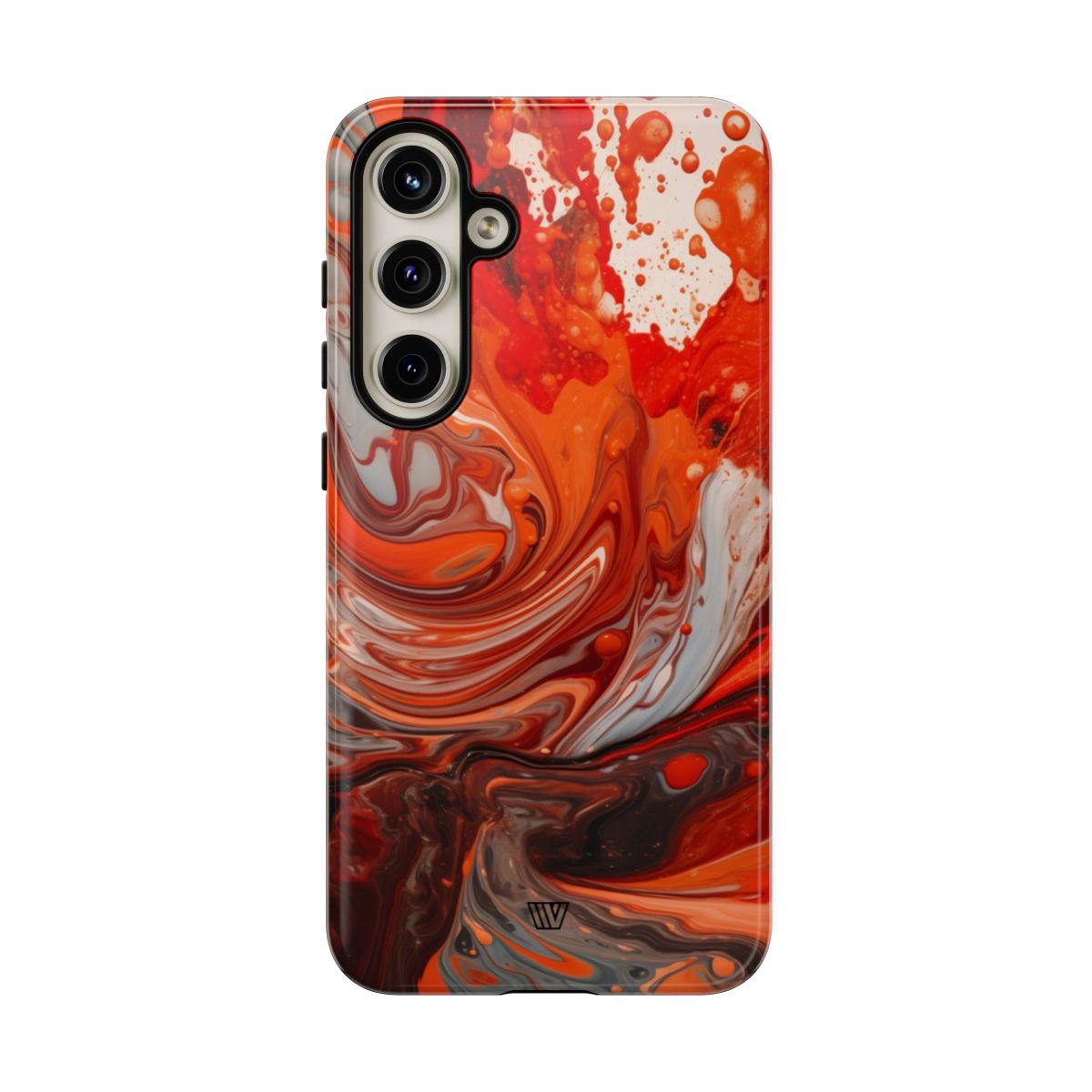 White Fire Paint Swirl Tough Phone Case – Samsung Galaxy S24 Plus, Glossy
