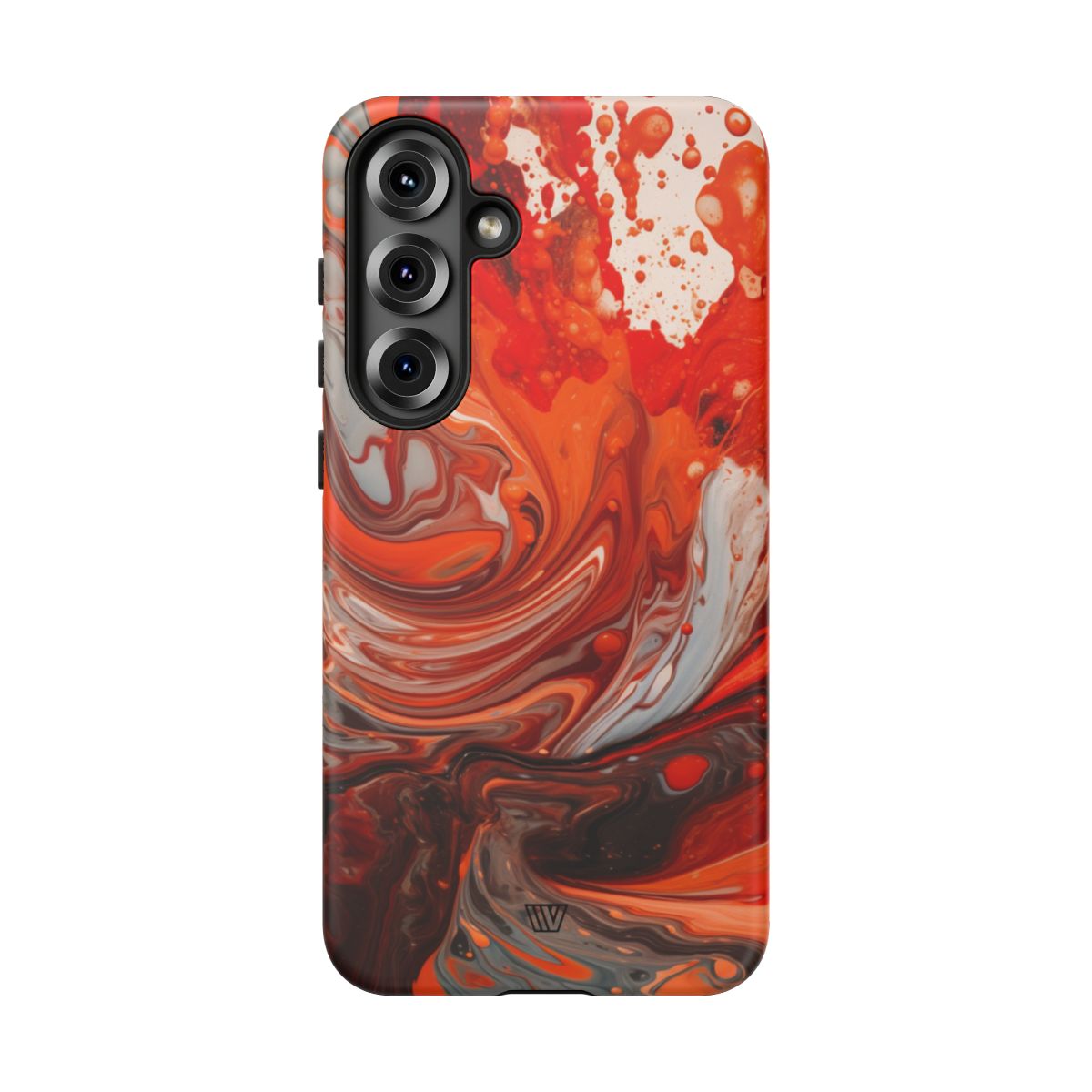 White Fire Paint Swirl Tough Phone Case – Samsung Galaxy S25 Plus, Matte