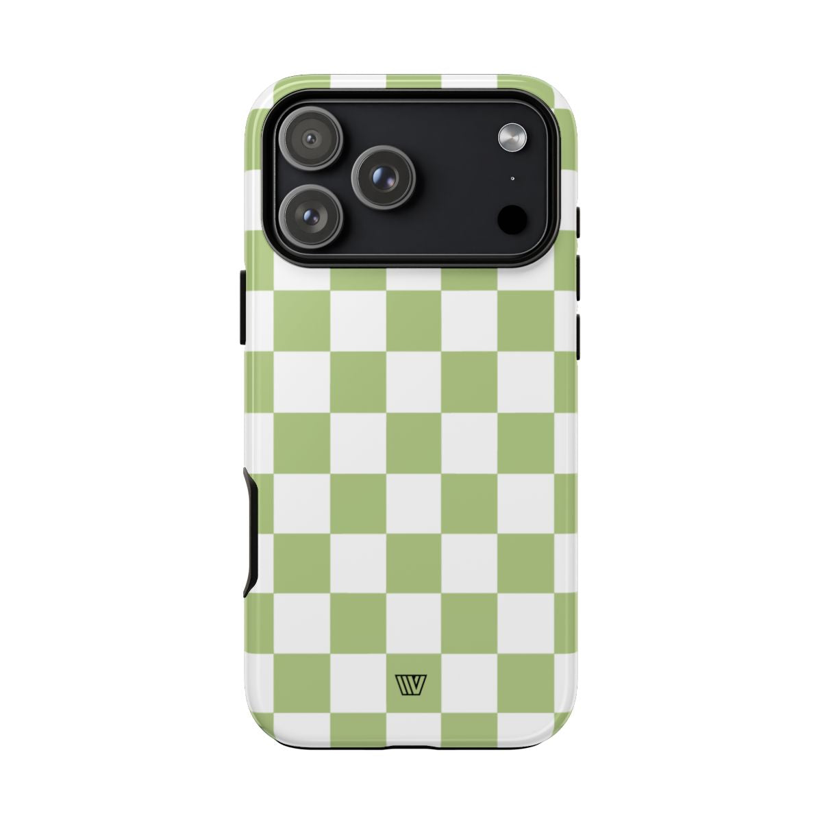 Pale Olive White Checkerboard Tough Phone Case – iPhone 18 Pro Max, Glossy