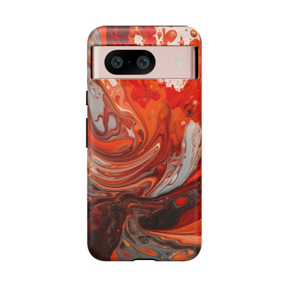 White Fire Paint Swirl Tough Phone Case – Google Pixel 8, Matte