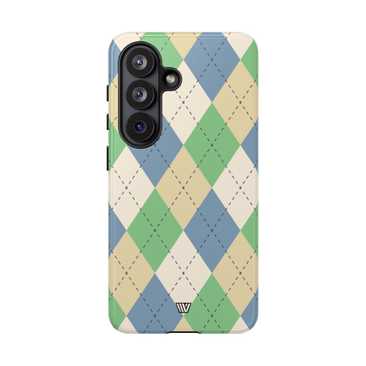 Green Blue Beige Argyle Tough Phone Case – Samsung Galaxy S26, Glossy