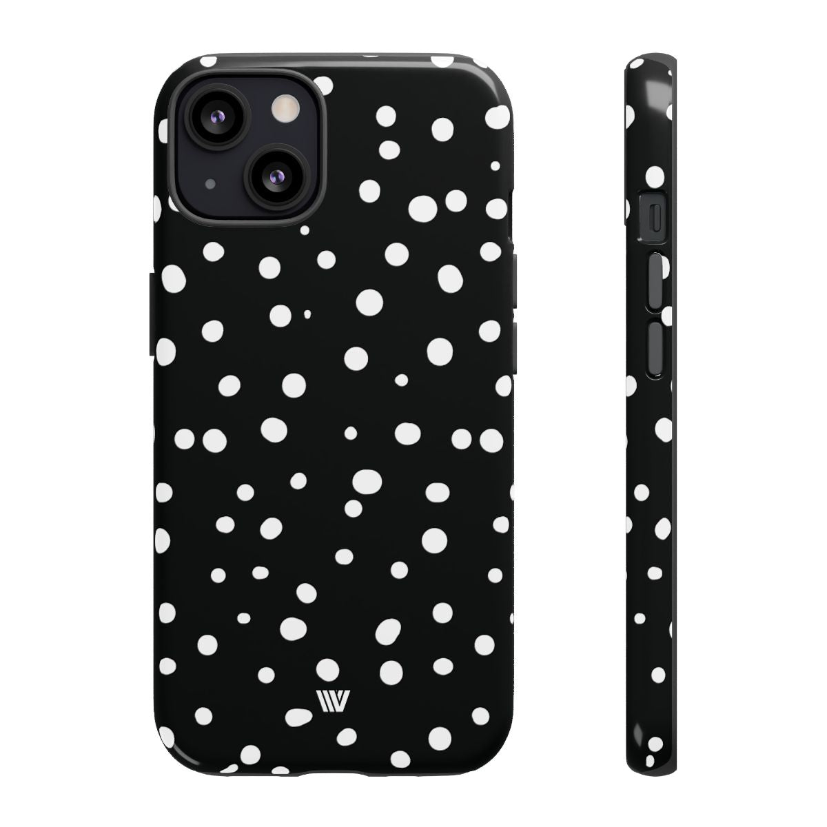 Black and White Dots Tough Phone Case – iPhone 13, Glossy
