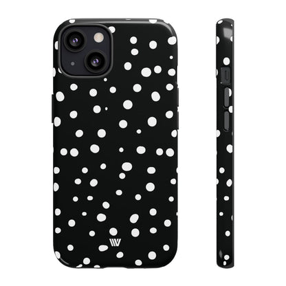 Black and White Dots Tough Phone Case – iPhone 13, Glossy