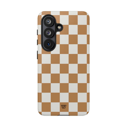 Chestnut Checkerboard Tough Phone Case – Samsung Galaxy S26, Glossy