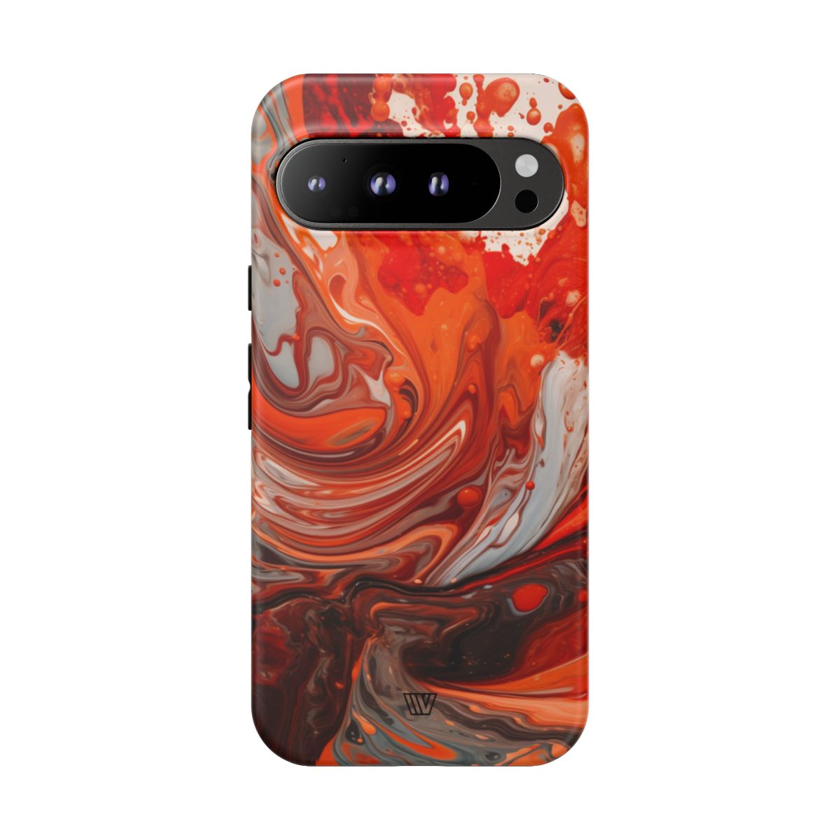 White Fire Paint Swirl Tough Phone Case – Google Pixel 9 Pro XL, Matte