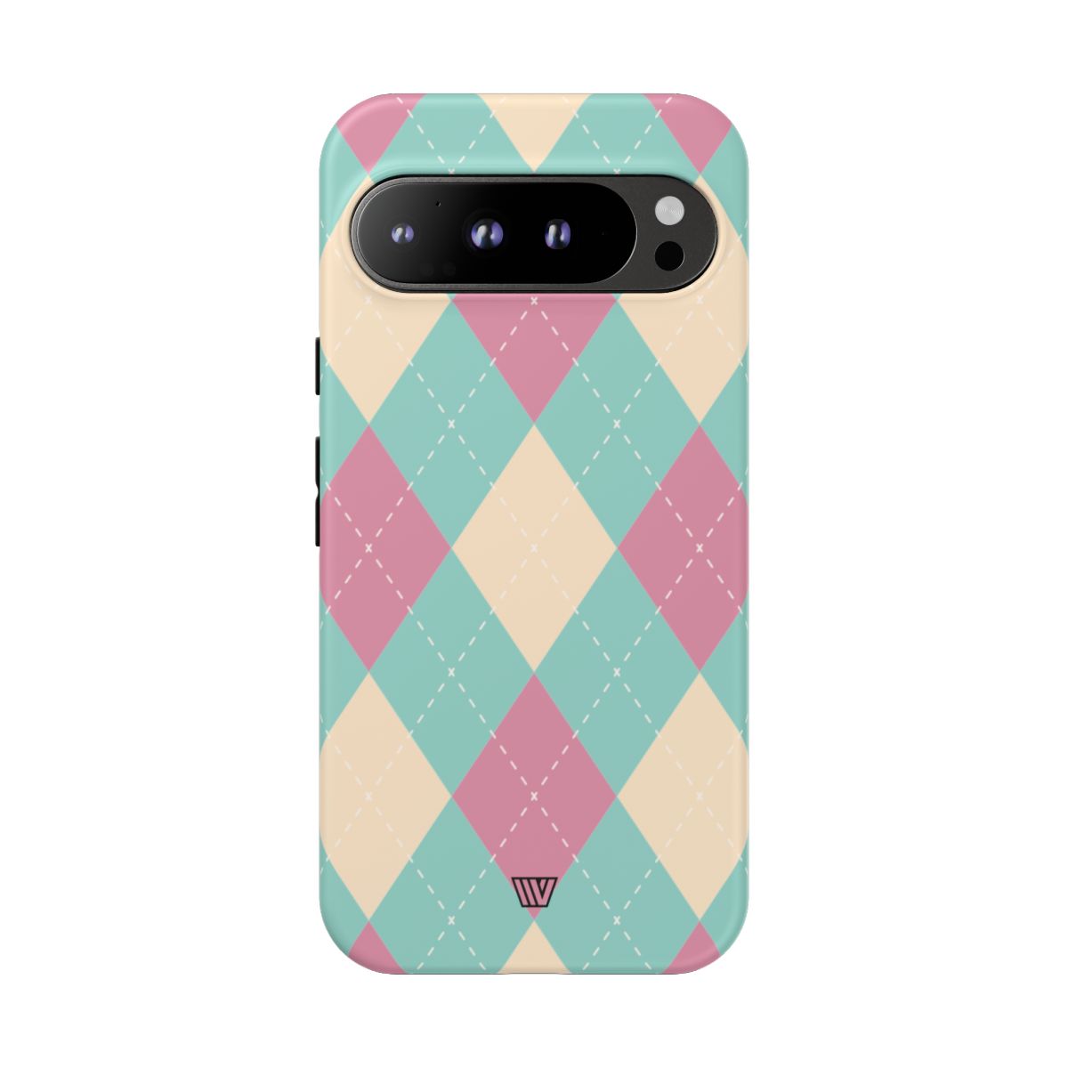 Blue Pink Beige Argyle Tough Phone Case – Google Pixel 9 Pro XL, Matte