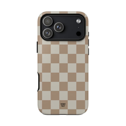 Neutral Checkerboard Tough Phone Case – iPhone 18 Pro Max, Glossy