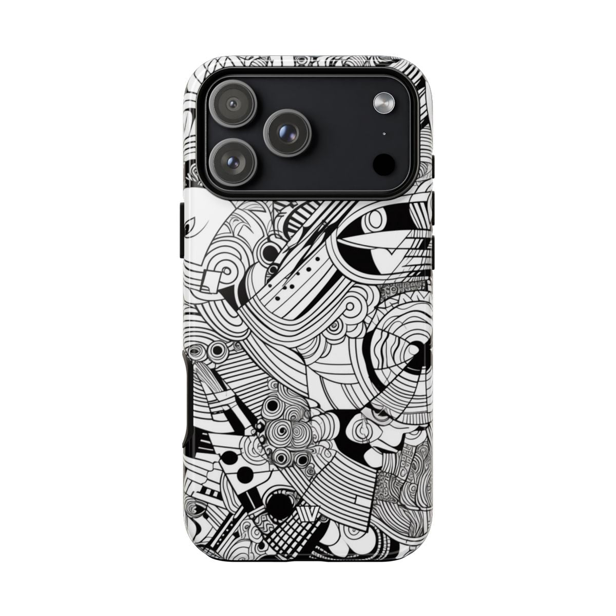 B&W Abstract Doodle Tough Phone Case – iPhone 18 Pro Max, Glossy