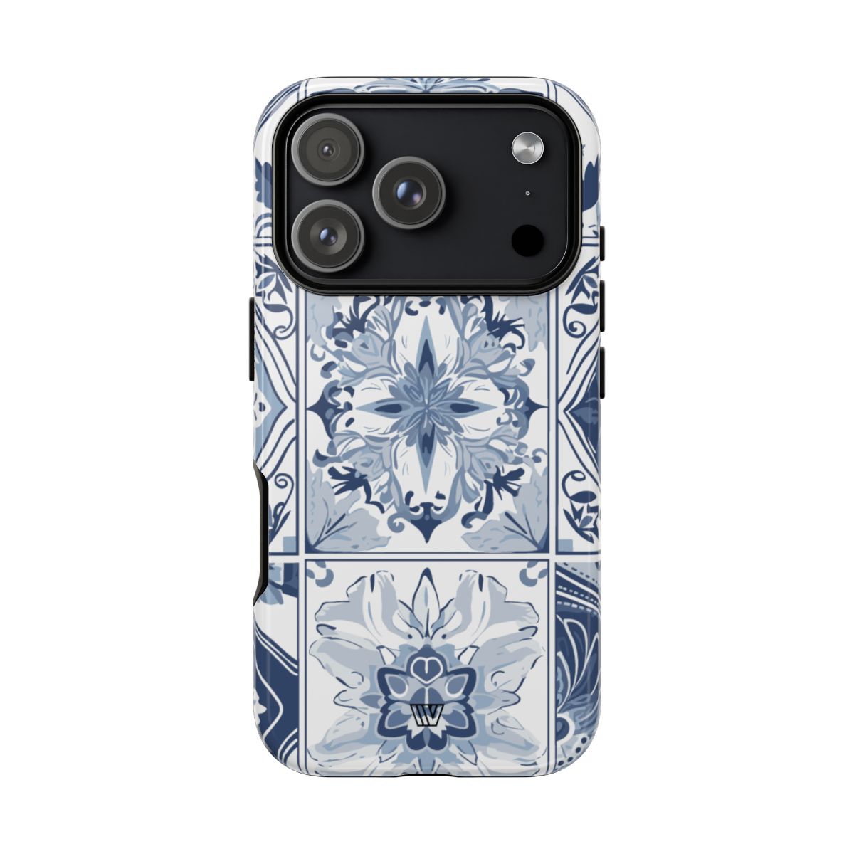 Blue White Tile Tough Phone Case – iPhone 18 Pro, Glossy