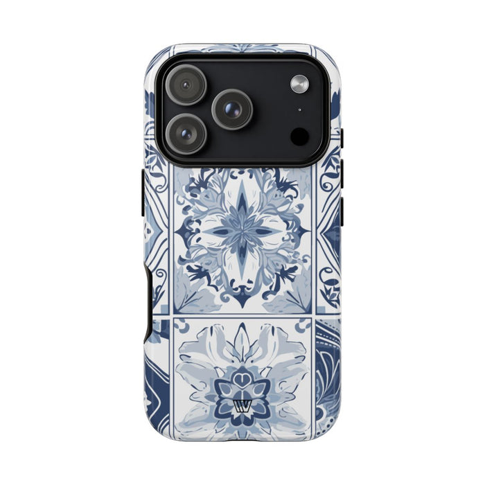 Blue White Tile Tough Phone Case – iPhone 18 Pro, Glossy