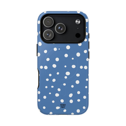 Dusty Blue Dots MagSafe Tough iPhone Case – iPhone 18 Pro, Glossy