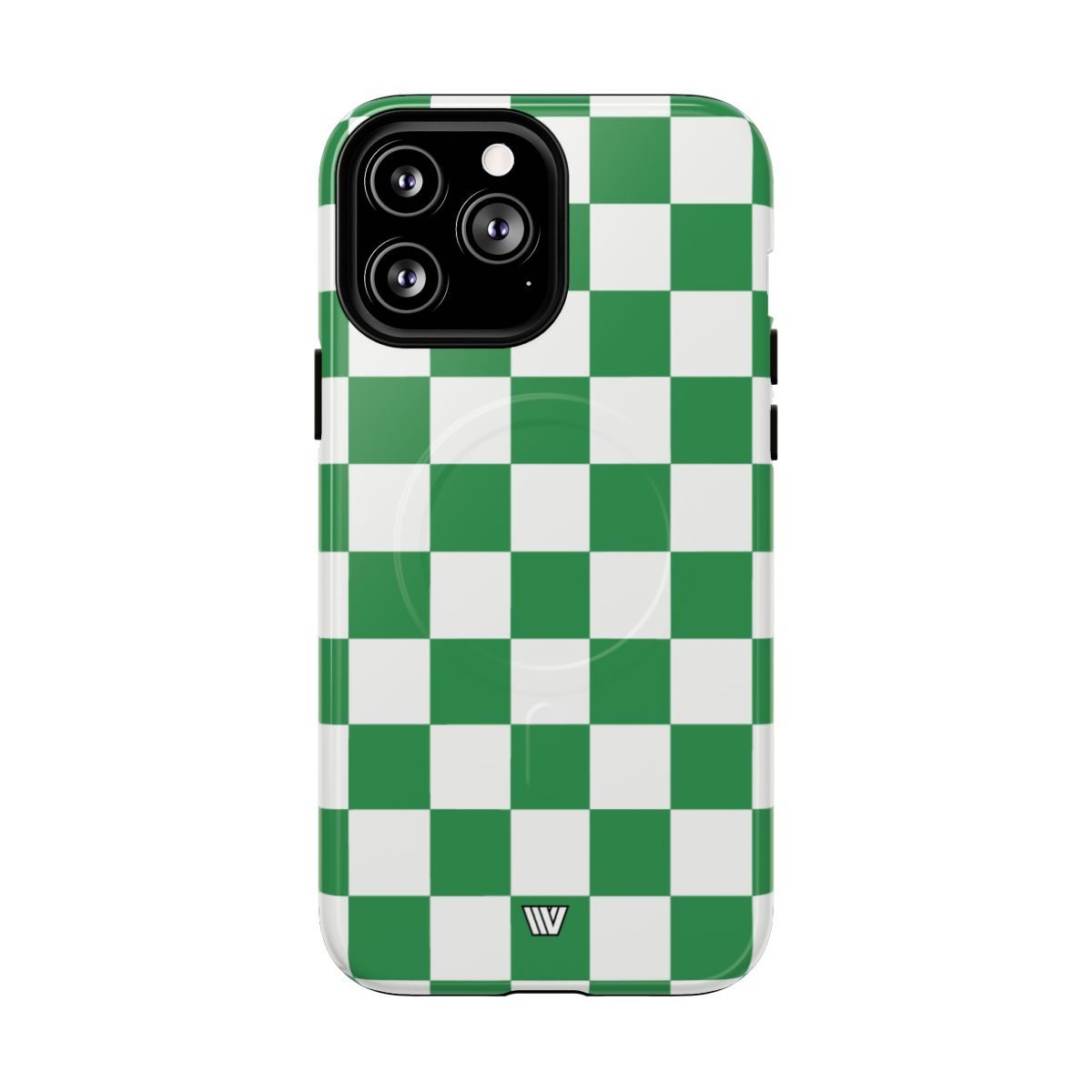 Green White Checkerboard MagSafe Tough iPhone Case – iPhone 13 Pro Max, Glossy