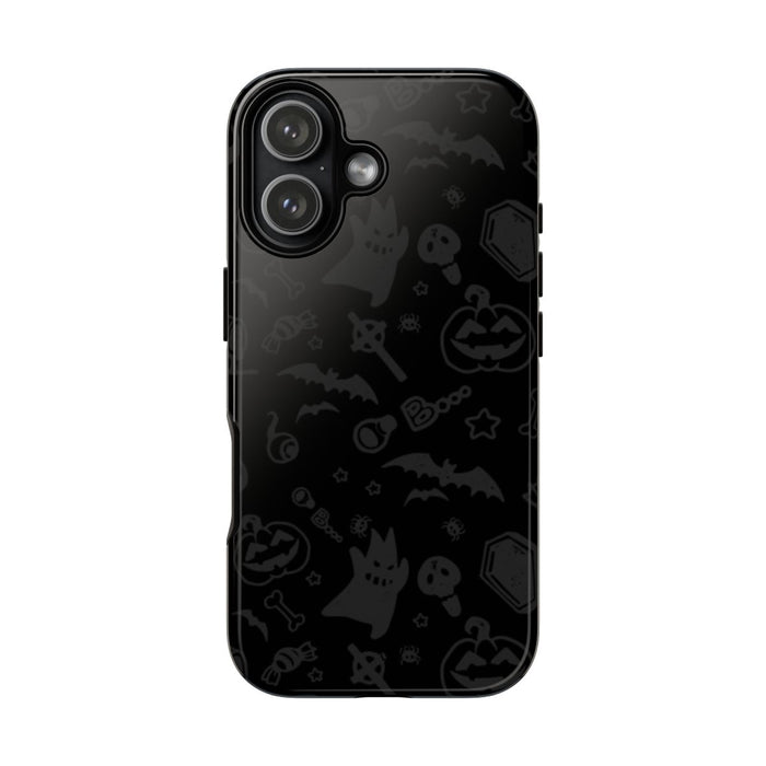 Spooky Halloween Pattern Black Tough Case – iPhone 17, Glossy