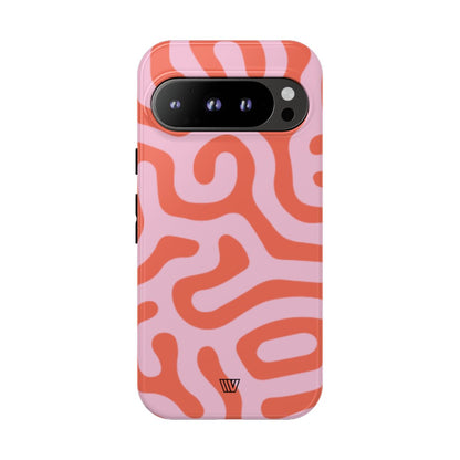 Coral Organic Lines Tough Phone Case – Google Pixel 9 Pro, Glossy