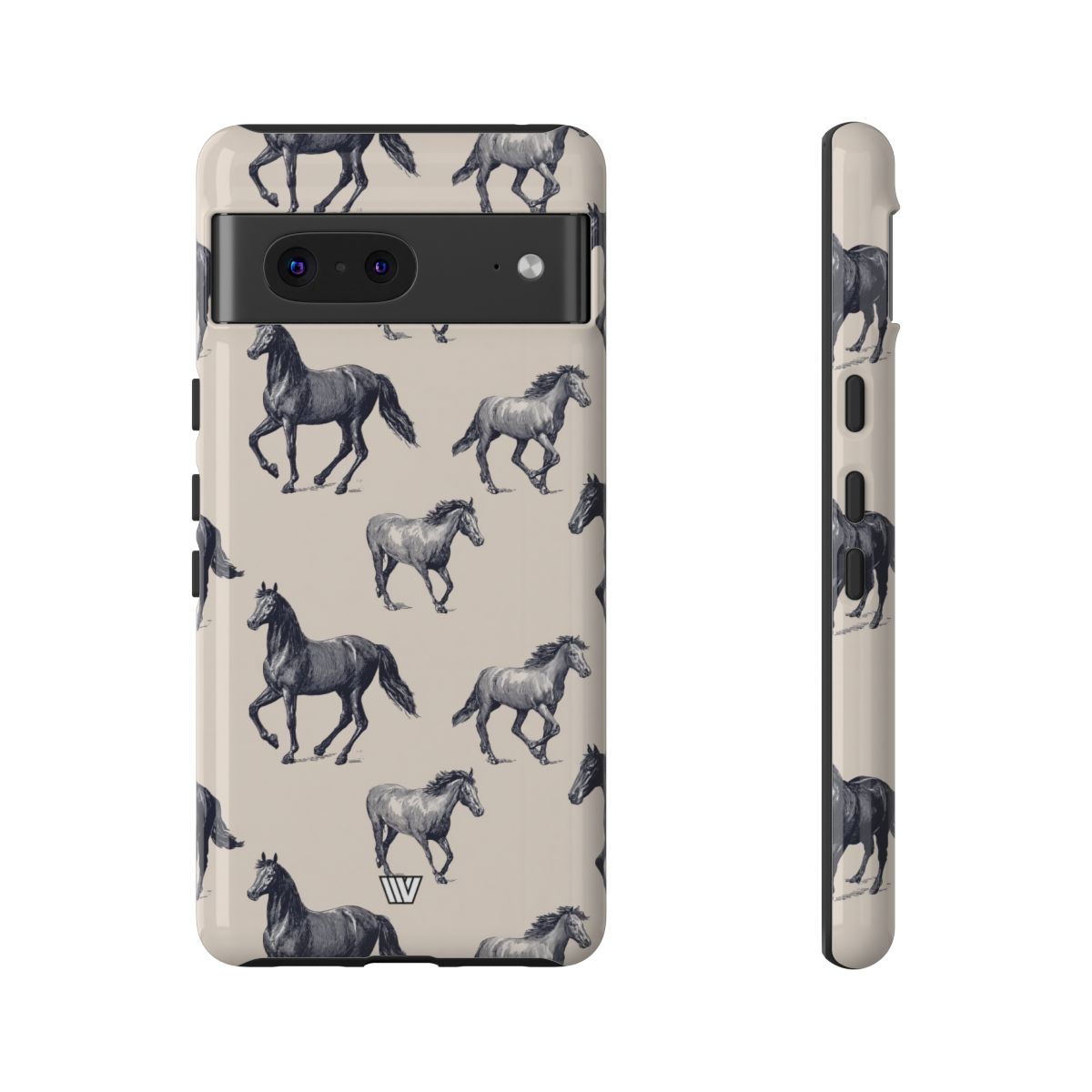Horse Sketches Tough Phone Case – Google Pixel 7, Glossy