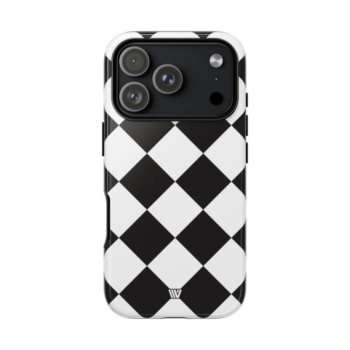 Black & White Diamond Tough Phone Case – iPhone 18 Pro, Glossy
