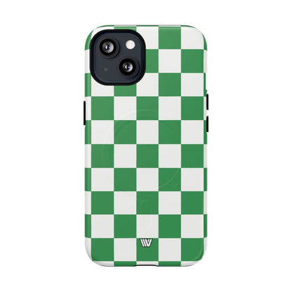 Green White Checkerboard MagSafe Tough iPhone Case – iPhone 13, Matte