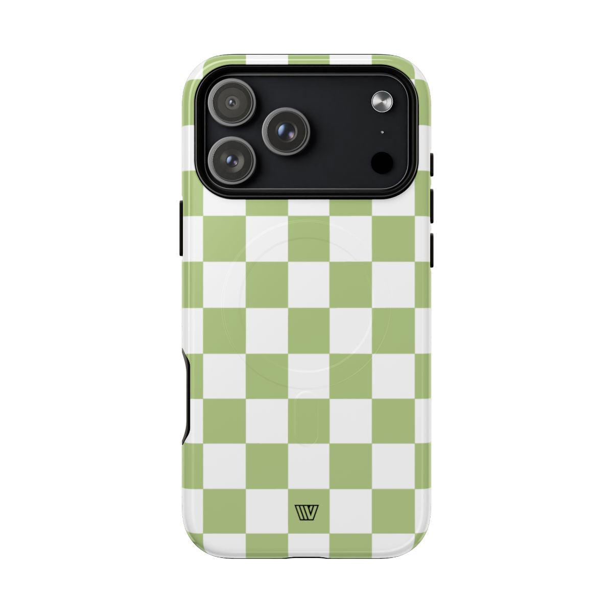 PALE OLIVE WHITE CHECKERBOARD | MagSafe Tough iPhone Case