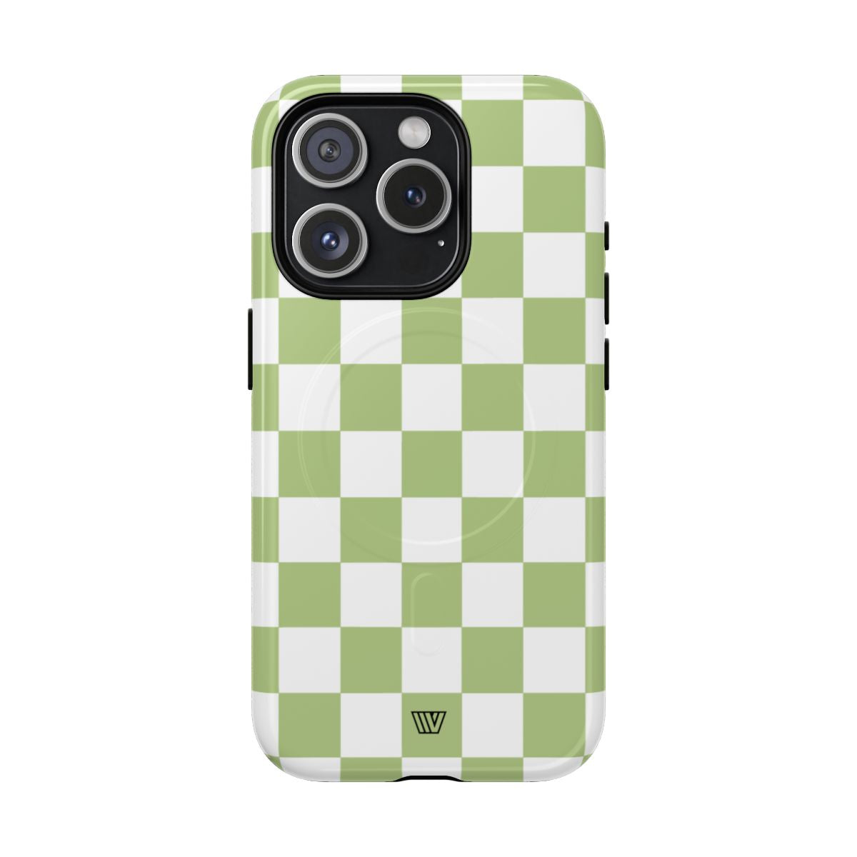 PALE OLIVE WHITE CHECKERBOARD | MagSafe Tough iPhone Case