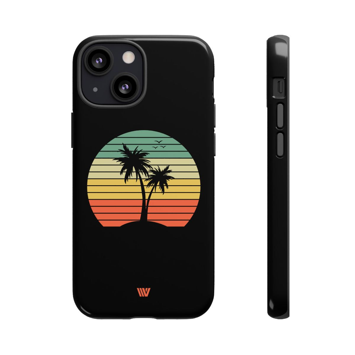 Retro Palms Tough Phone Case – iPhone 13 Mini, Glossy
