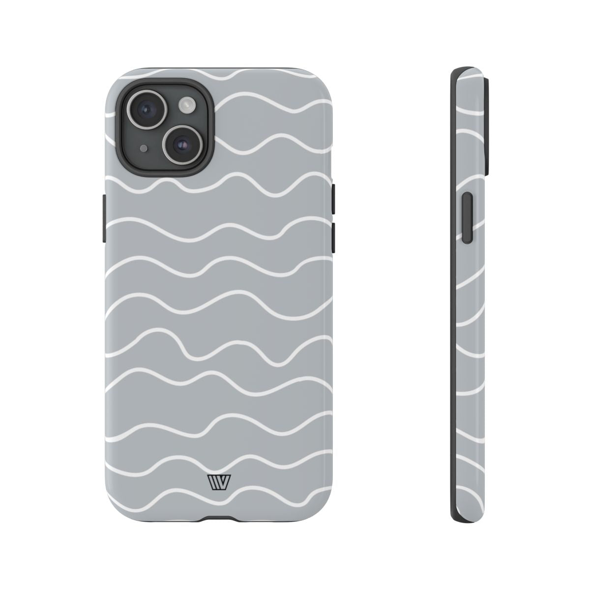 Gray Waves Tough Phone Case – iPhone 15 Plus, Glossy