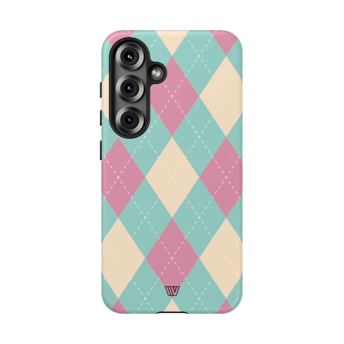 Blue Pink Beige Argyle Tough Phone Case – Samsung Galaxy S25, Matte