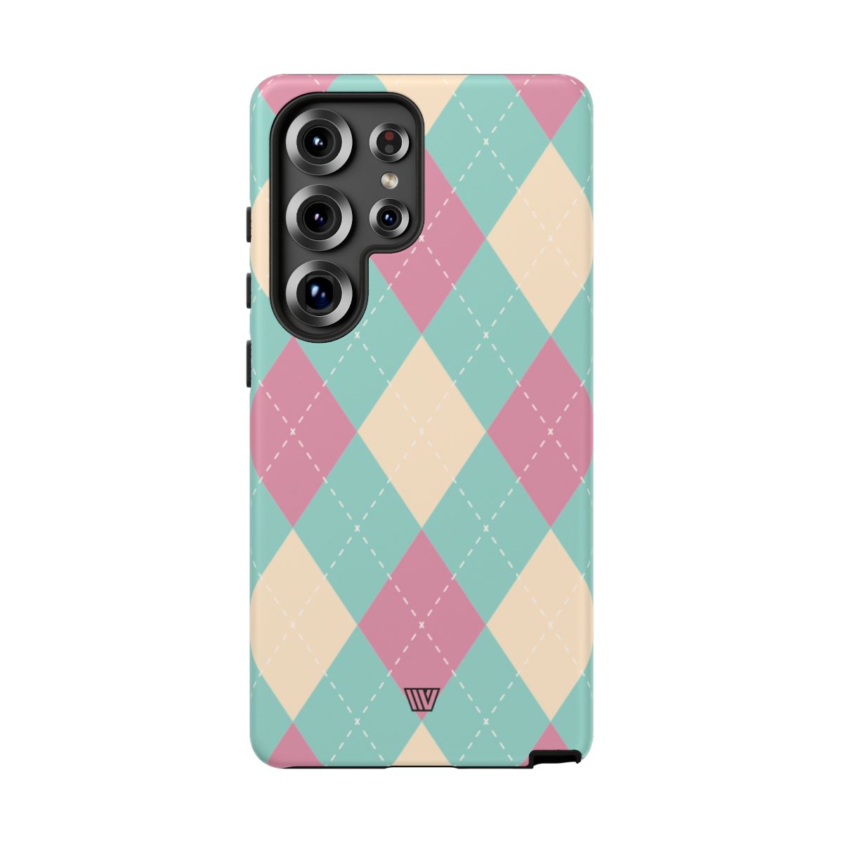 Blue Pink Beige Argyle Tough Phone Case – Samsung Galaxy S25 Ultra, Matte