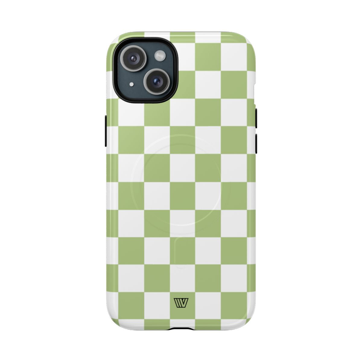 PALE OLIVE WHITE CHECKERBOARD | MagSafe Tough iPhone Case