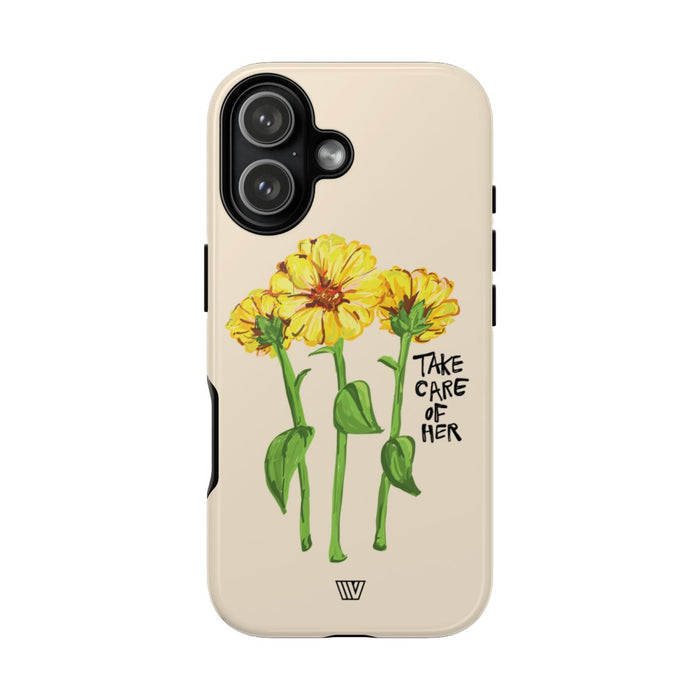 Take Care of Her Tough Phone Case – iPhone 17, Glossy