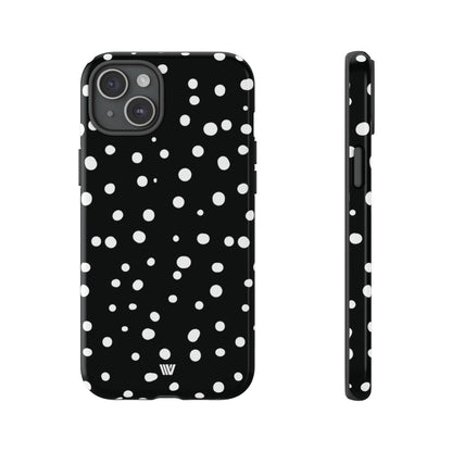 Black and White Dots Tough Phone Case – iPhone 15 Plus, Glossy