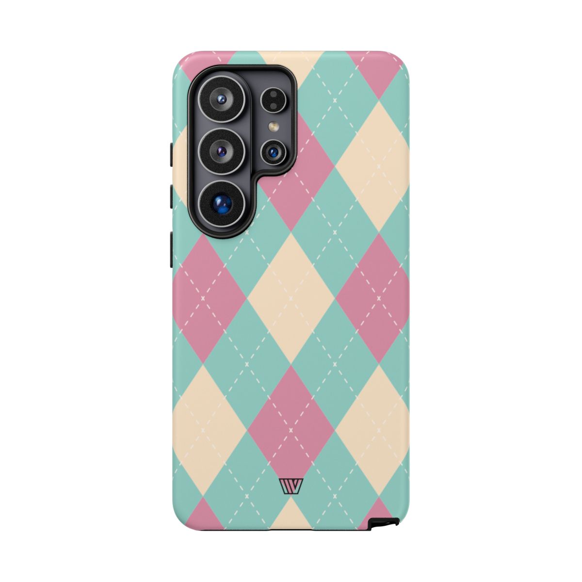 Blue Pink Beige Argyle Tough Phone Case – Samsung Galaxy S26 Ultra, Matte