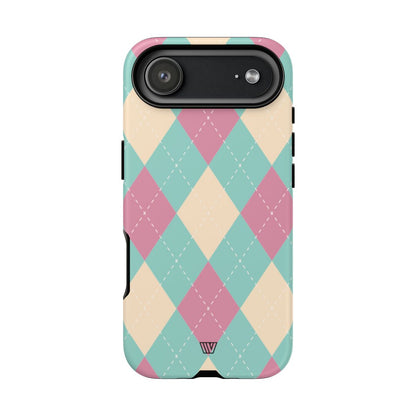 Blue Pink Beige Argyle Tough Phone Case – iPhone 17 Air, Matte