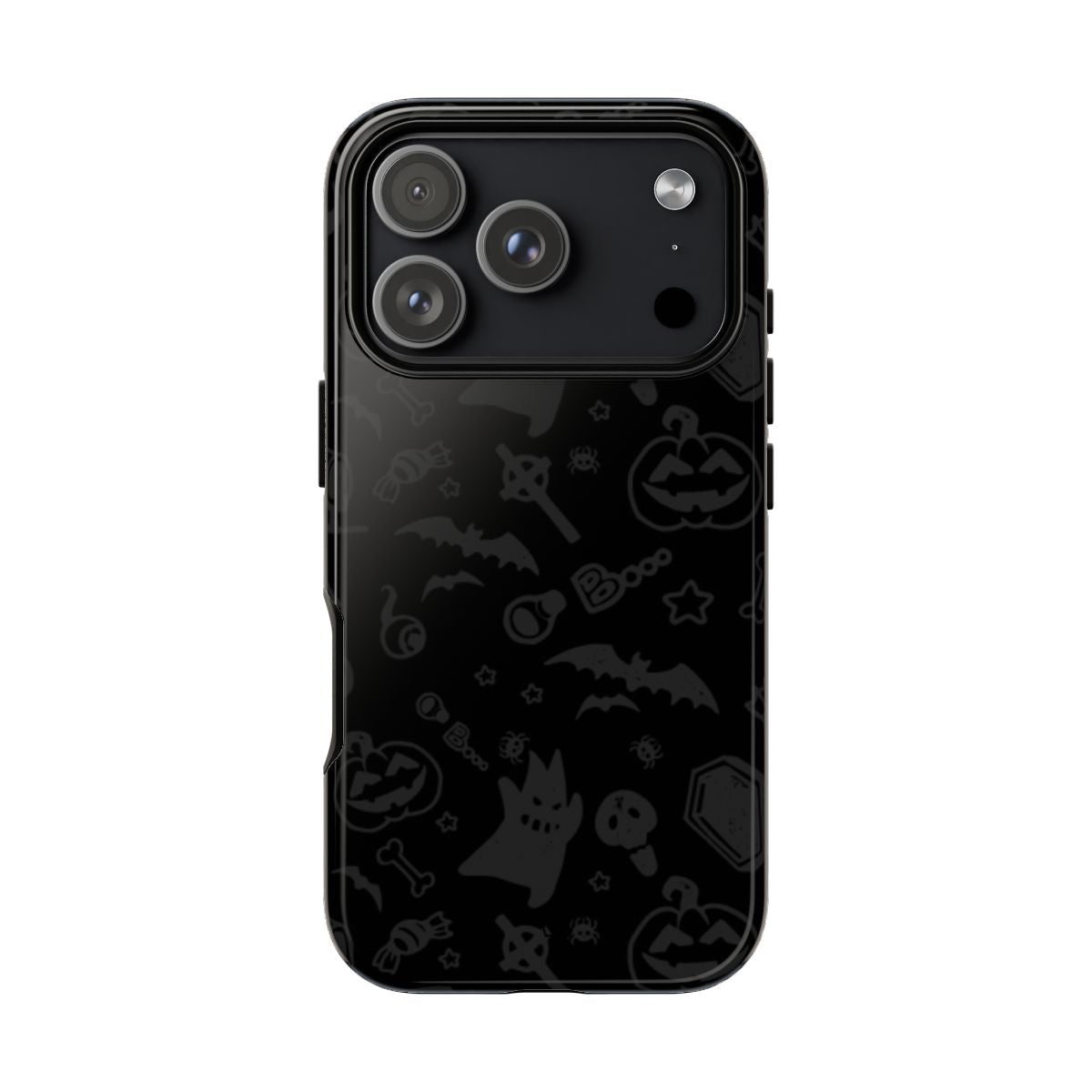 Spooky Halloween Pattern Black Tough Case – iPhone 18 Pro, Glossy