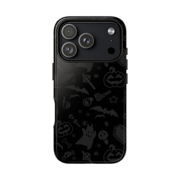 Spooky Halloween Pattern Black Tough Case – iPhone 18 Pro, Glossy